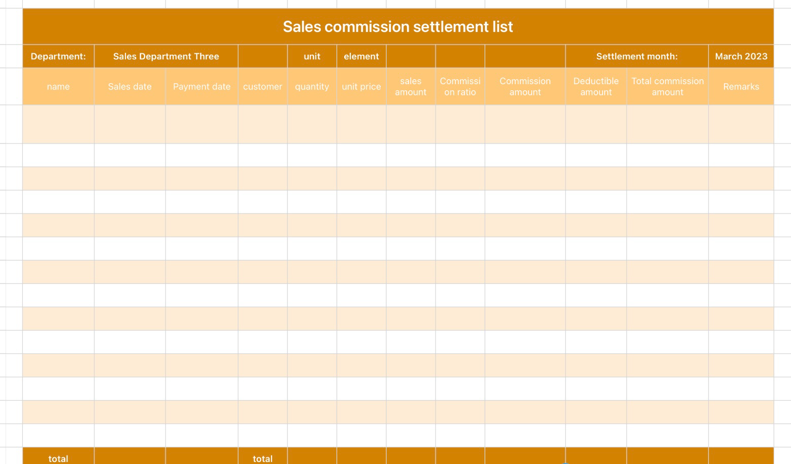 Sales commission settlement list 1